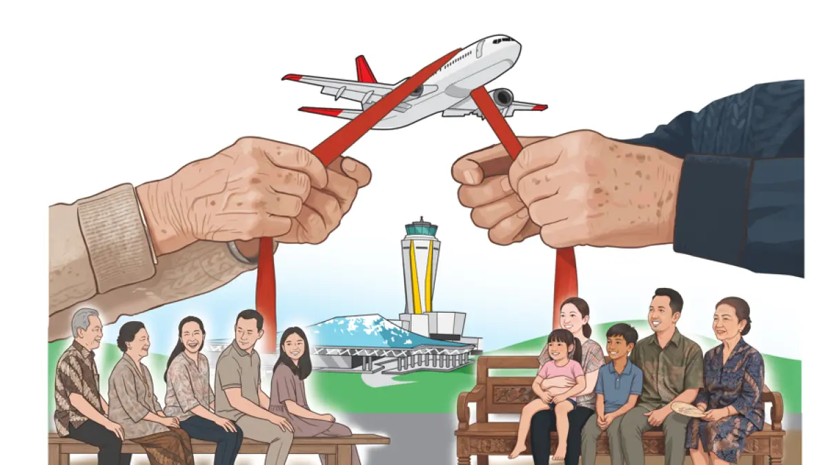 Ilustrasi kampung terdampak pembangunan Bandara Dhoho. (Afrizal Syaiful M/JPRK)