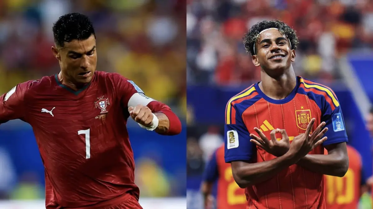 Cristiano Ronaldo (kiri) dan Lamine Yamal (kanan). (Sumber Foto: Instagram @cristiano dan @sefutbol)