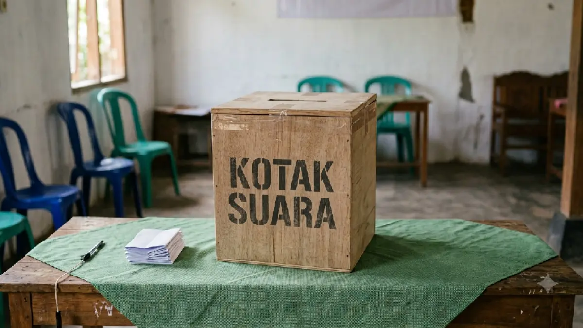 Ilustrasi kotak suara untuk pilkades. (foto ilustrasi AI)