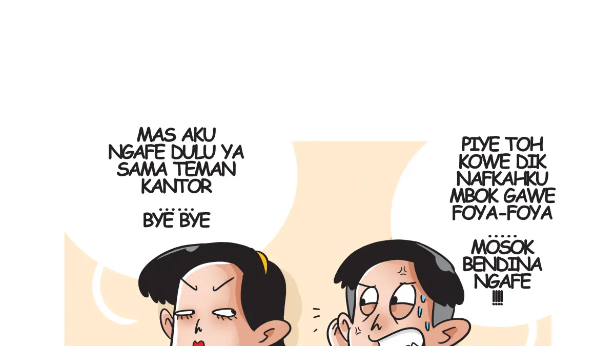 Ilustrasi bojone sosialita, Kang Dalbo ngelus dada. (Afrizal Syaiful M/JPRK)