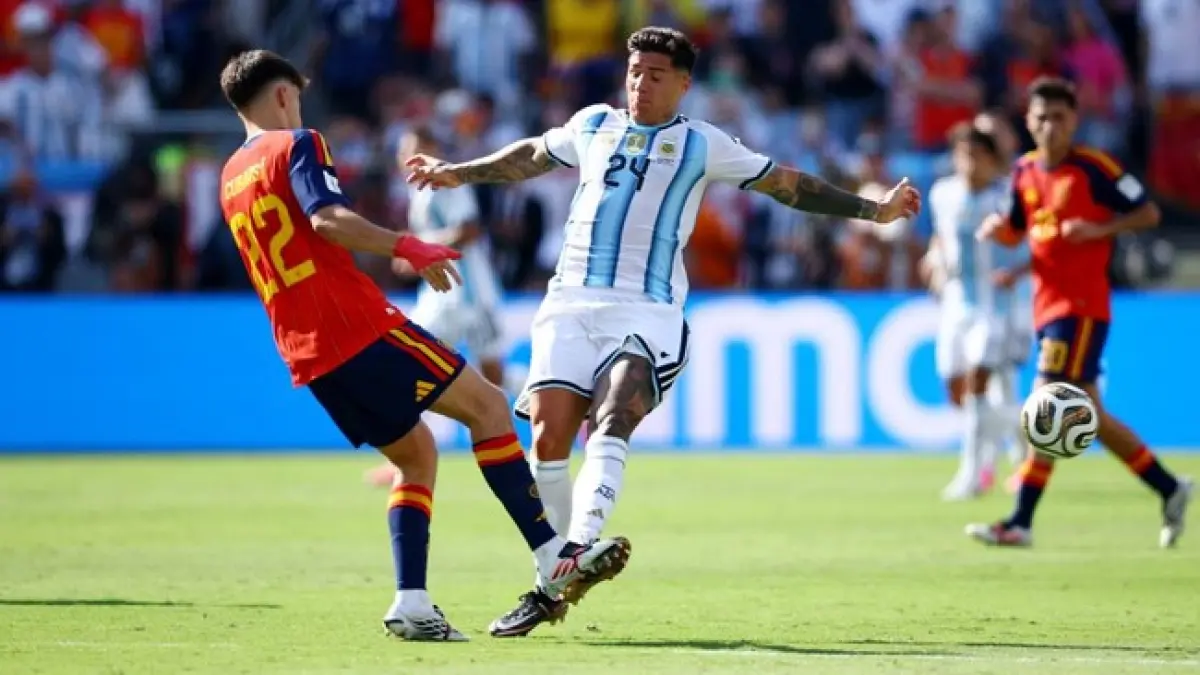Momen Argentina vs Spanyol di Piala Dunia 2026. (REUTERS/Agustin Marcarian)