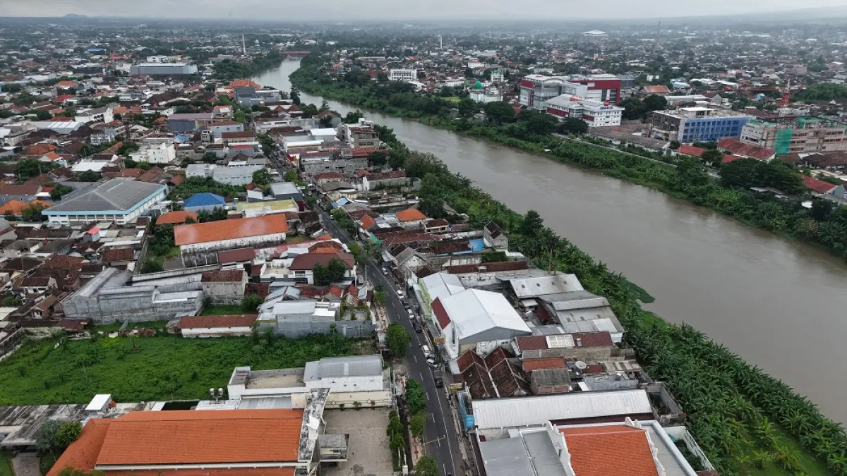 Kota Kediri difoto dari udara. (Foto: Wahyu Adji)