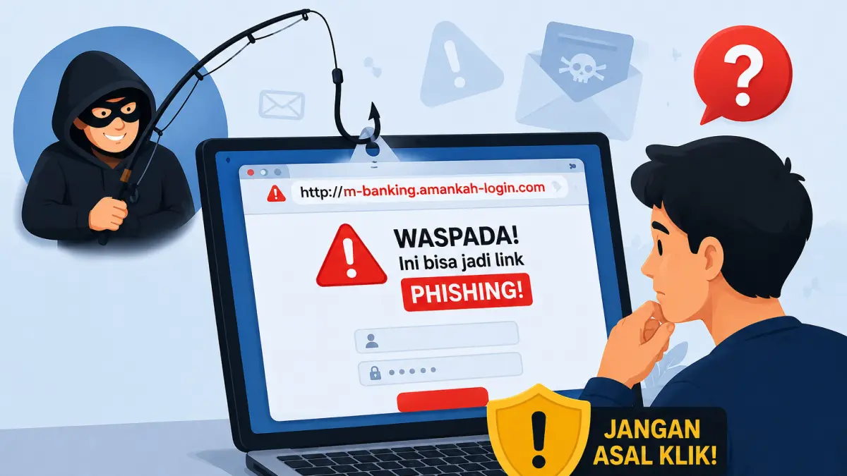 Ilustrasi phishing selalu periksa alamat website sebelum mengklik tautan.