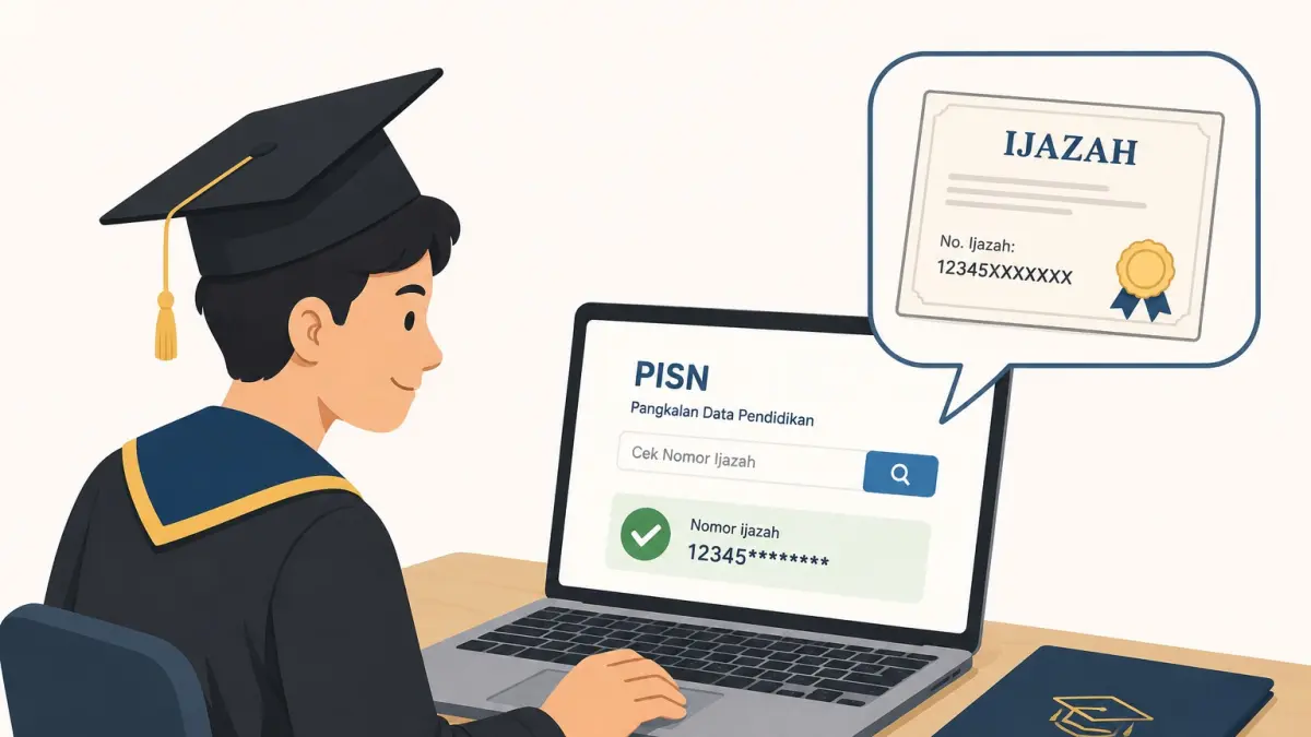 Ilustrasi pengecekan nomor ijazah secara online melalui PISN. 