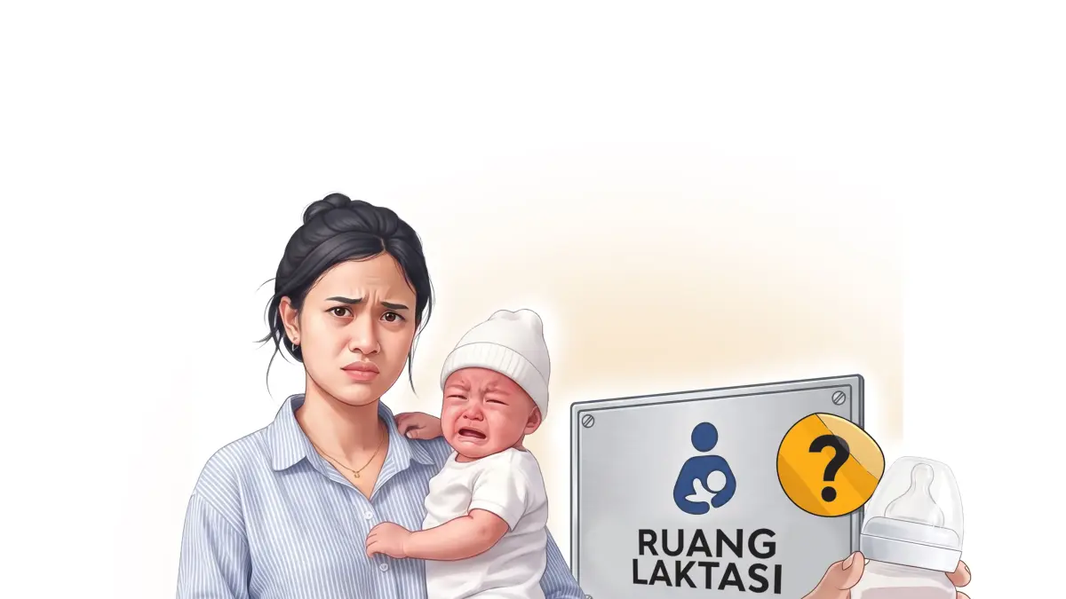 Ilustrasi busui mencari ruang laktasi. (Arfrizal Syaiful M/JPRK)