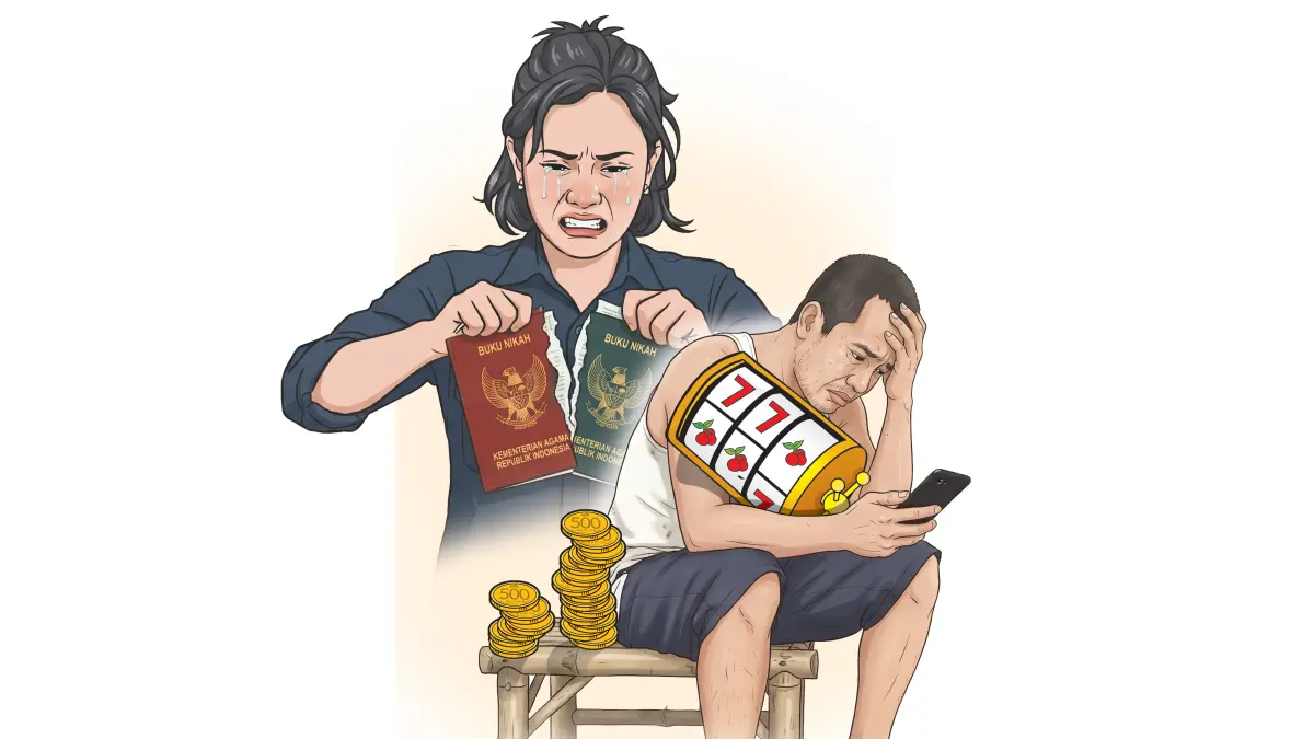 Ilustrasi perceraian akibat ekonomi dan judi. (Ilustrasi Afrizal)