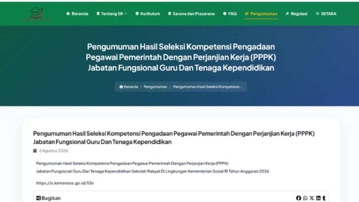 Pengumuman PPPK Sekolah Rakyat 2026