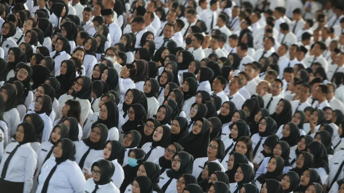 PPPK paruh waktu Kota Kediri saat mengikuti penyerahan SK kontrak pada awal 2026 lalu. (Foto: Wahyu Adji)