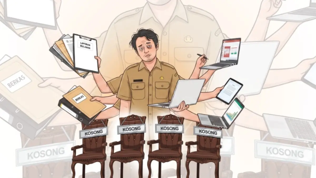 Ilustrasi kekosongan perangkat desa yang harus dirangkap. (Ilustrasi Afrizal)