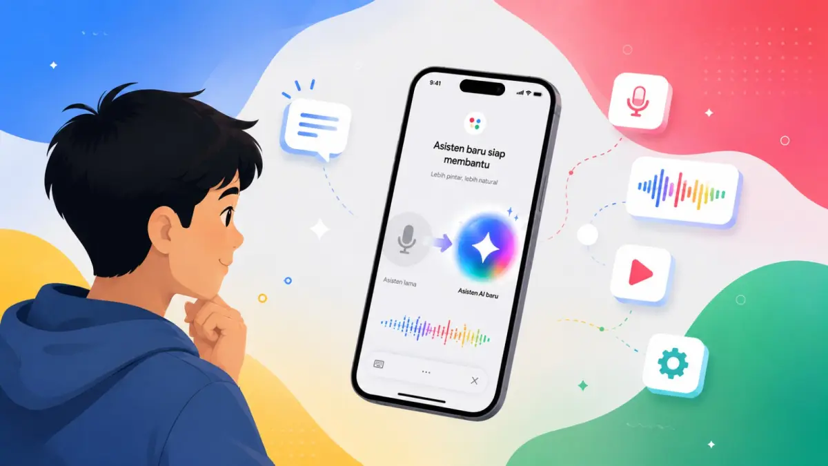Ilustrasi transformasi asisten suara menjadi asisten AI