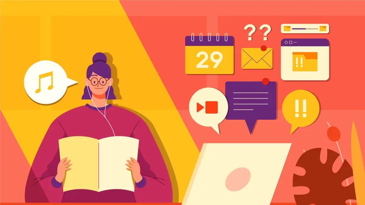 Ilustrasi distraksi digital saat belajar yang dapat muncul dari notifikasi, pesan, dan berbagai aktivitas pada perangkat digital.(Foto: magnific)
