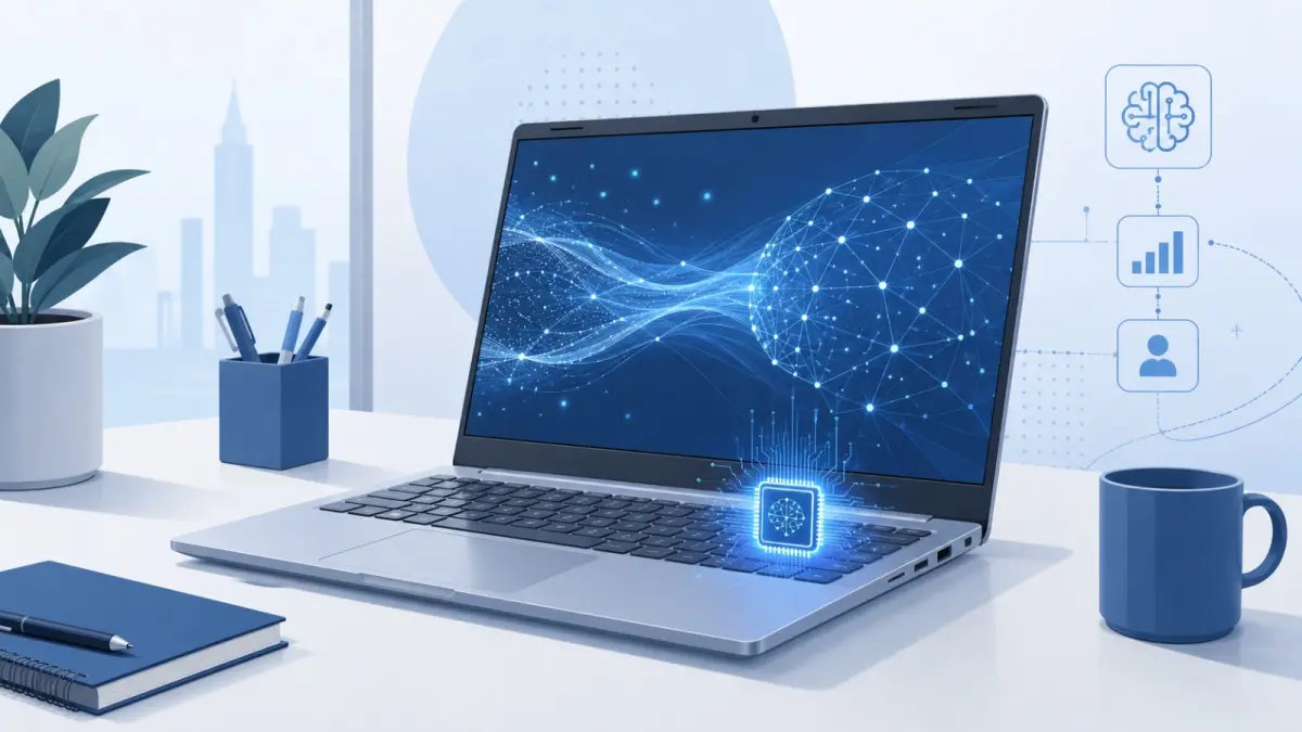 Ilustrasi laptop generasi baru dengan dukungan AI dan NPU