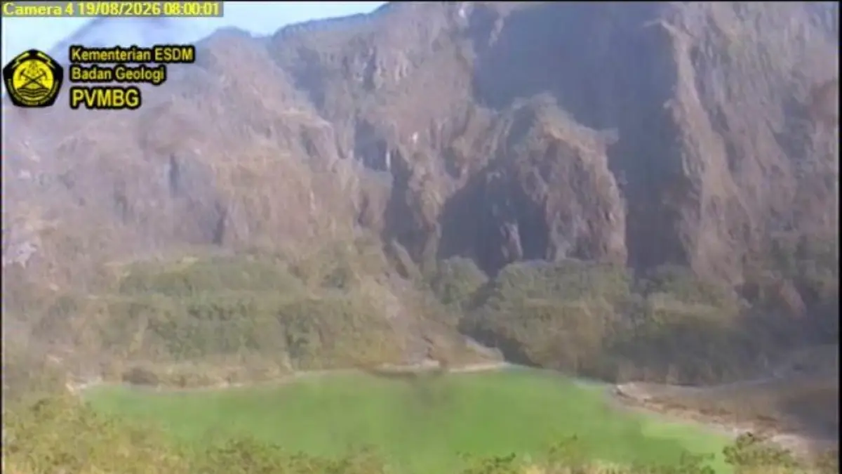 Pantauan Kelud secara visual pada 19 Agustus 2026. (Dokumen PVMBG)
