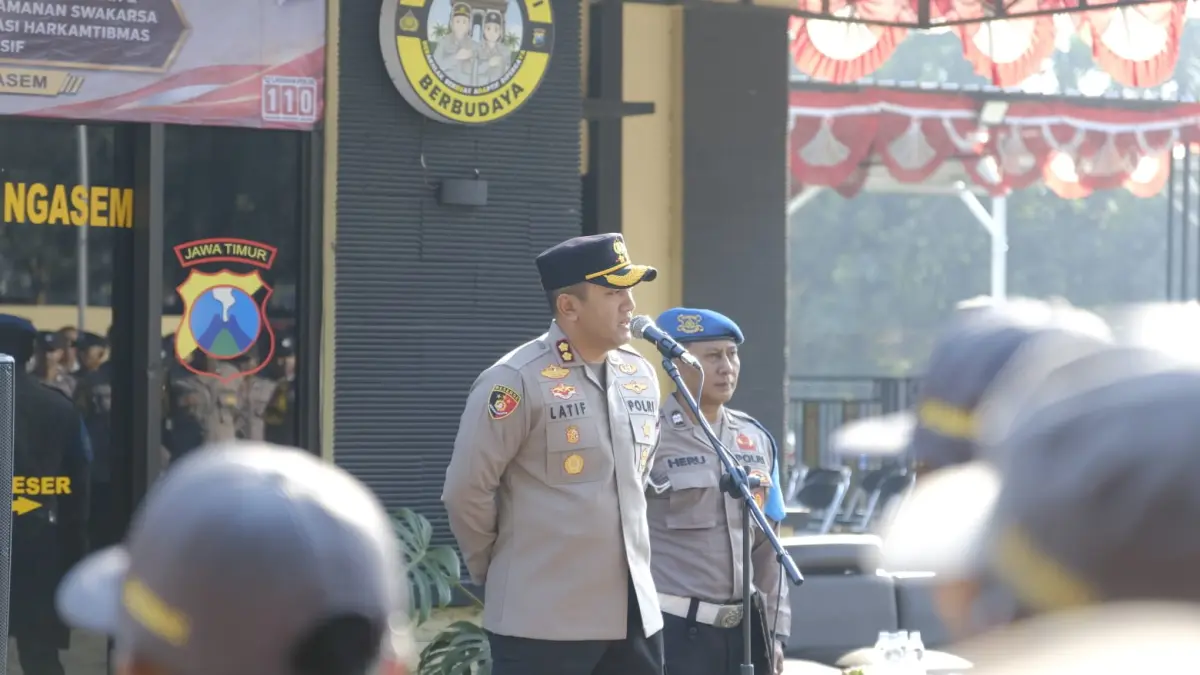 Kapolres Kediri saat memberikan amanat (Foto Polres Kediri)
