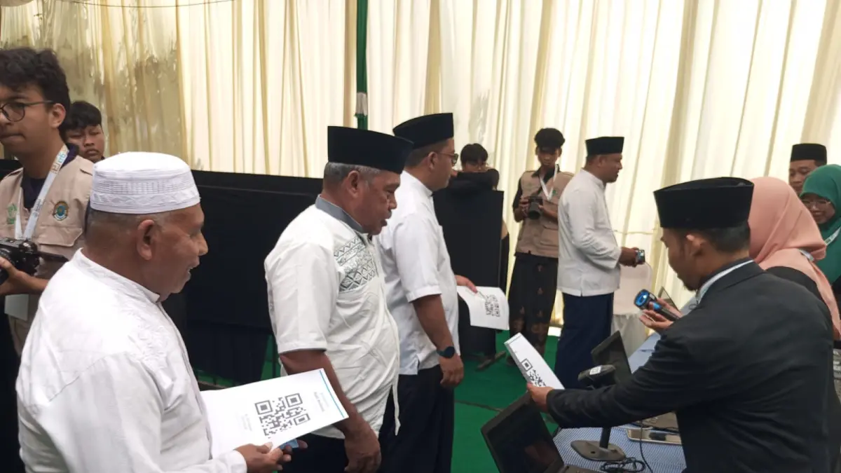 Para peserta Muktamar yang sedang melakukan registrasi kedatangan. (Foto Anggi Fridianto)