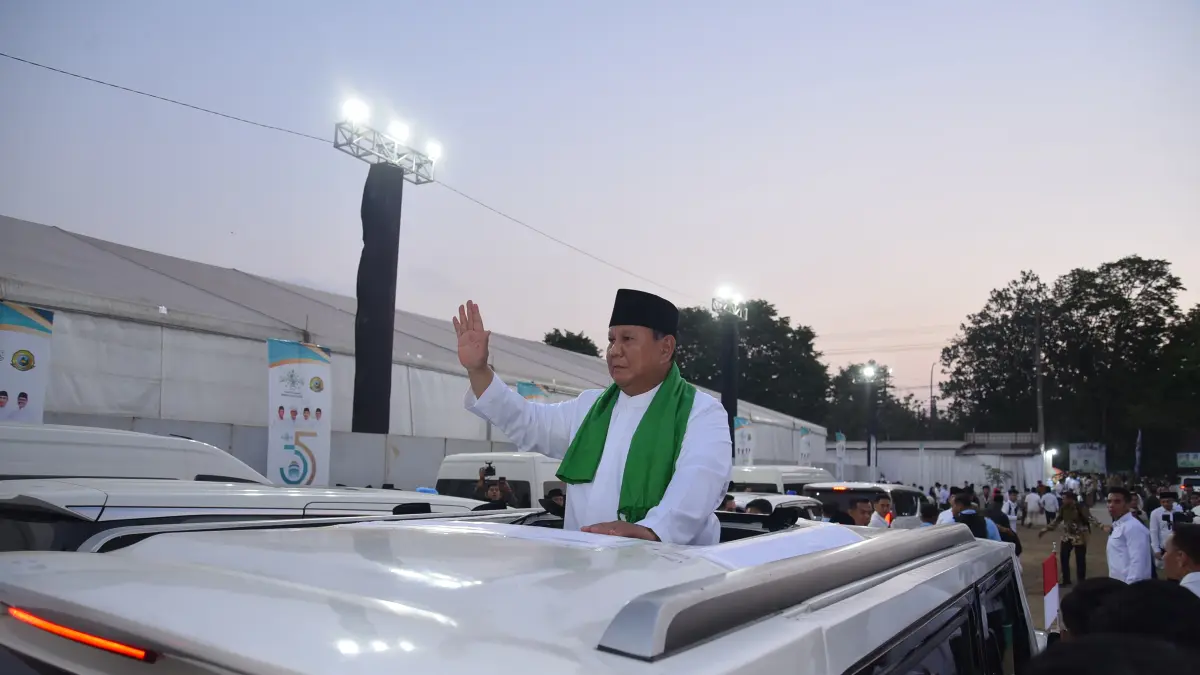 Presiden Prabowo Subianto saat di Muktamar NU. (ASAD MS)