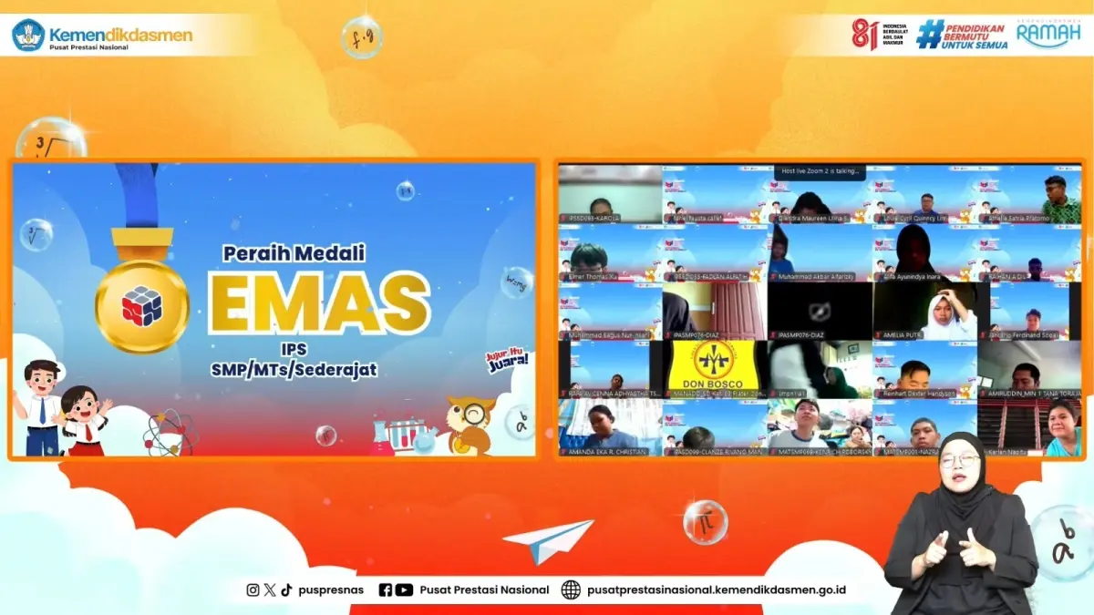 Dokumentasi pengumuman peraih medali dalam Olimpiade Sains Nasional (OSN) Pendidikan Dasar 2026. Ajang tersebut diikuti 686 finalis dari 38 provinsi serta Sekolah Indonesia Luar Negeri. (Foto: Tim Puspresnas)