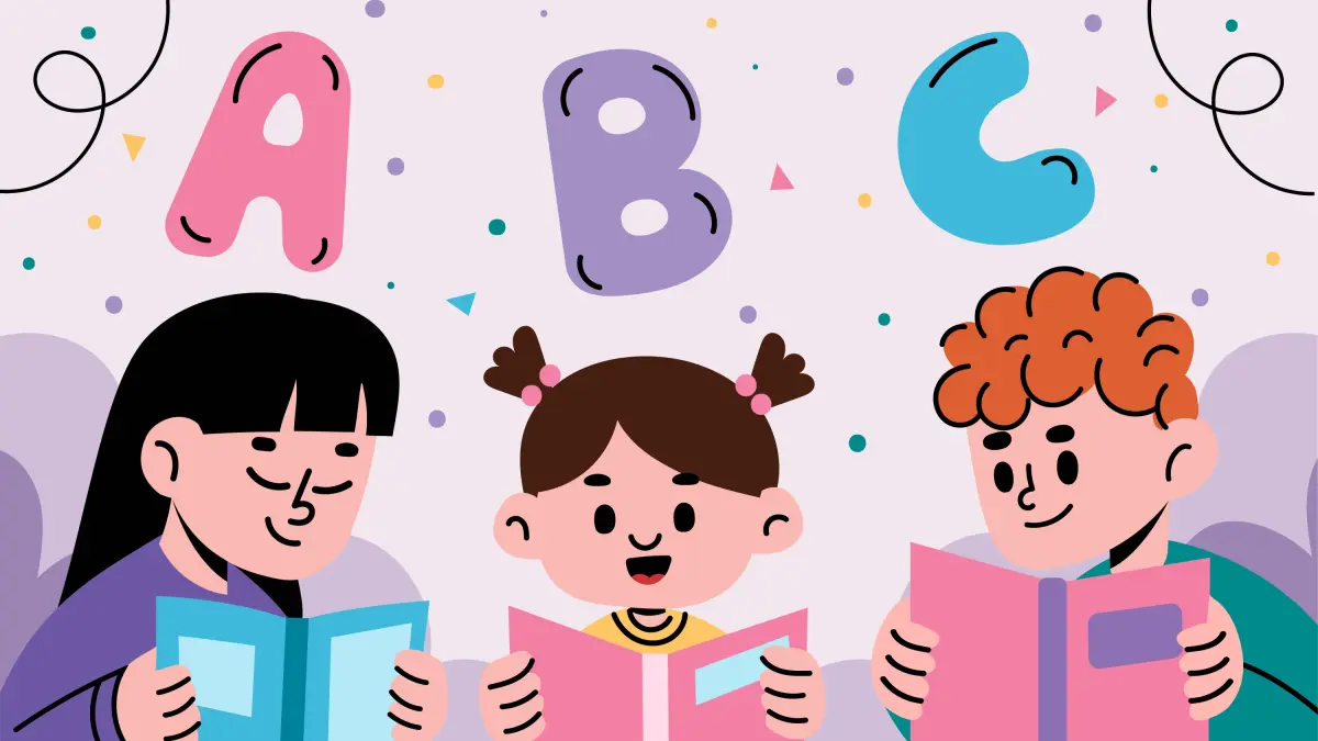 ilustrasi anak membaca buku (magnific)