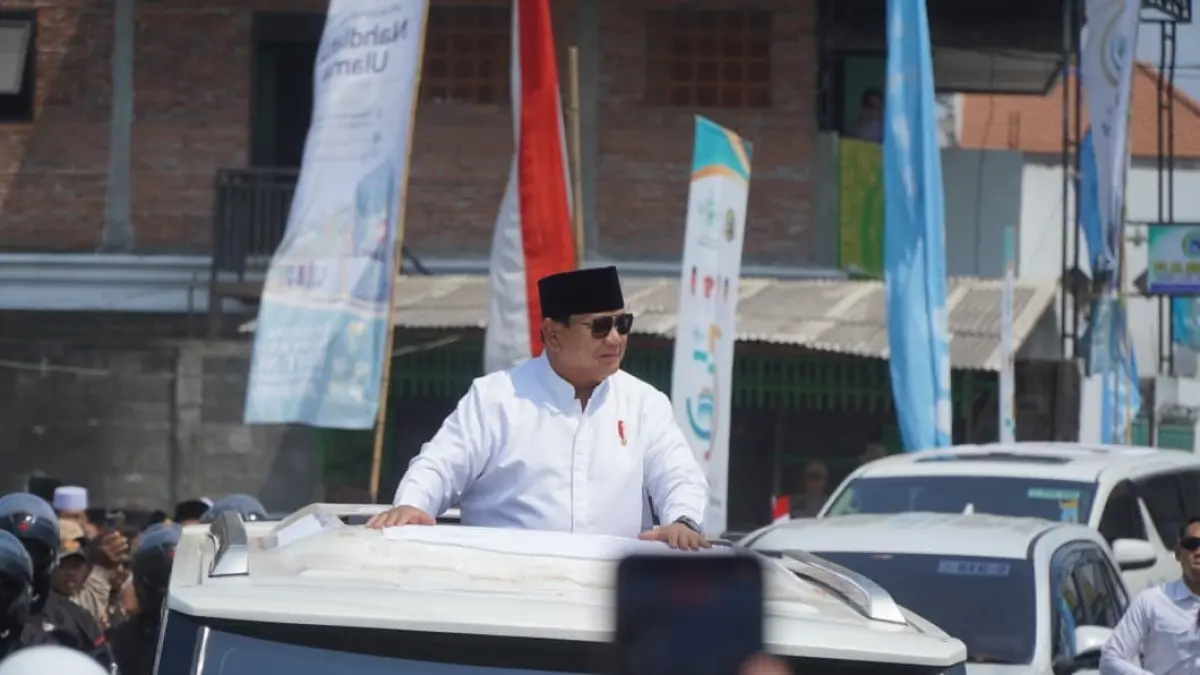 Prabowo Subianto saat akan melakukan penutupan Muktamar ke-35 di Tambakberas, Jombang (Foto Asad MS)