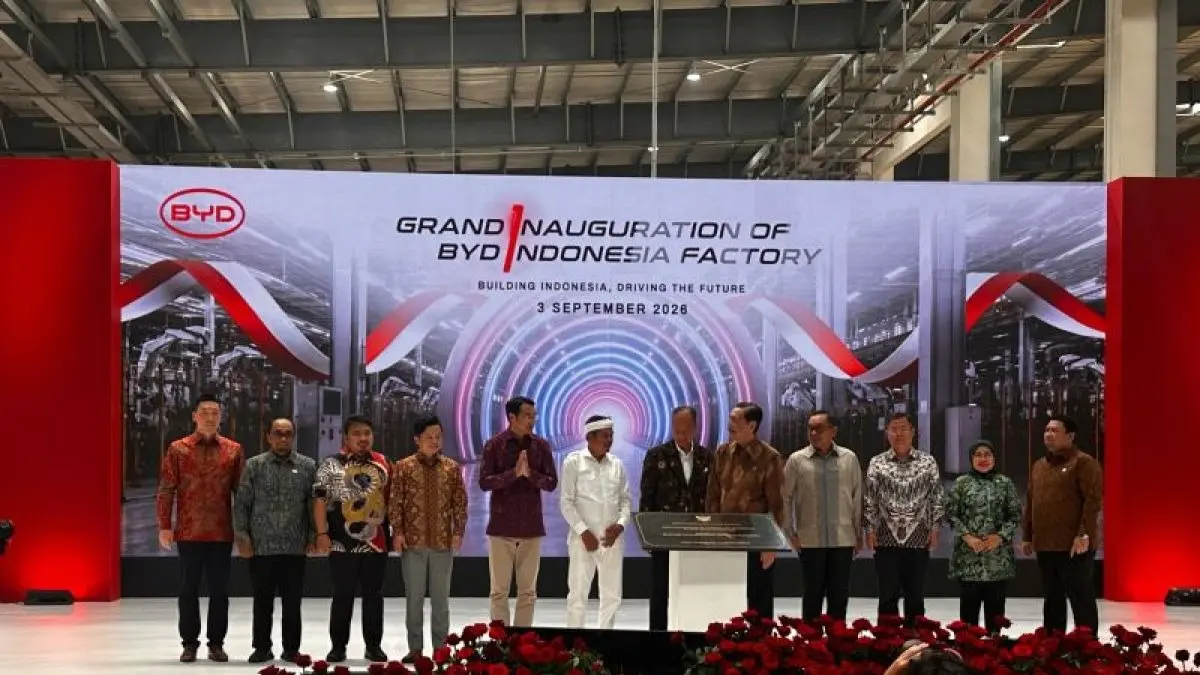 Peresmian fasilitas manufaktur BYD di Subang Smartpolitan Industrial Park, Kabupaten Subang, Jawa Barat, Kamis (3/9/2026). (ANTARA/Pamela Sakina)