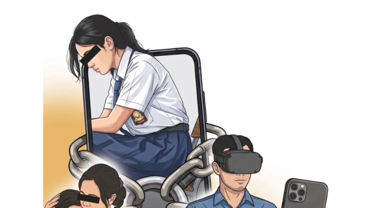 Ilustrasi perlunya pembatasan gadget kepada anak. (Afrizal Syaiful M/JPRK)
