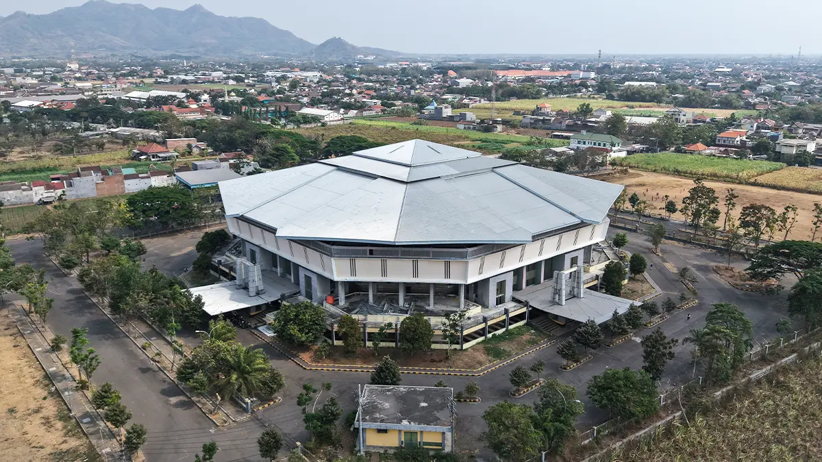GOR Jayabaya Kota Kediri dipotret menggunakan drone. (FOTO: Wahyu Adji/JPRK)