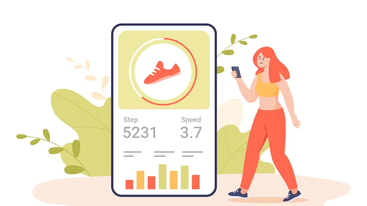 Ilustrasi fitur penghitung langkah pada smartphone (magnific)
