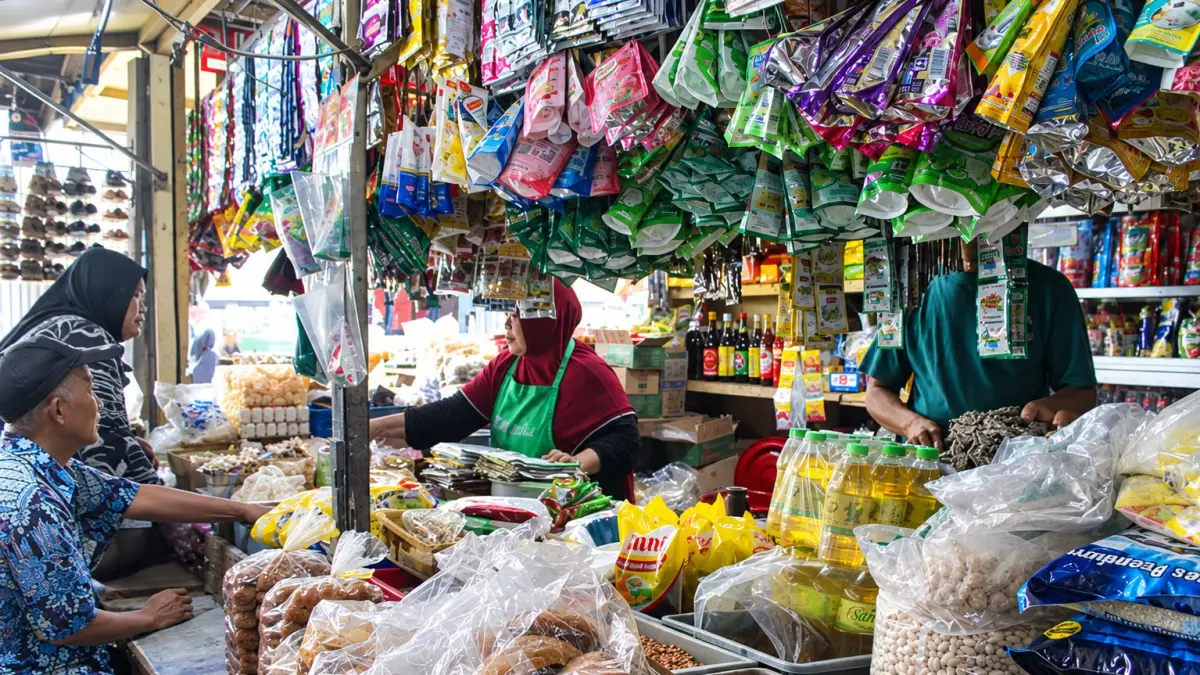 salah satu pedagang sembako di pasar Setonobetek Kota Kediri