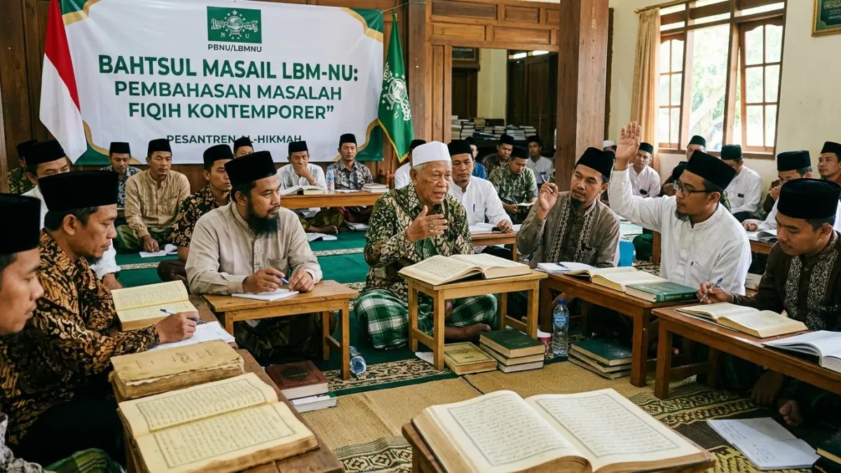 ilustrasi AI musyawarah santri dengan Kiai