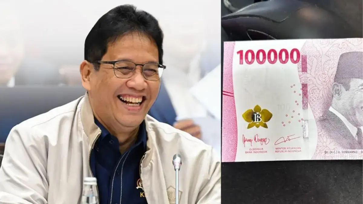 uang tunai Rp100.000 dengan tanda tangan Purbaya