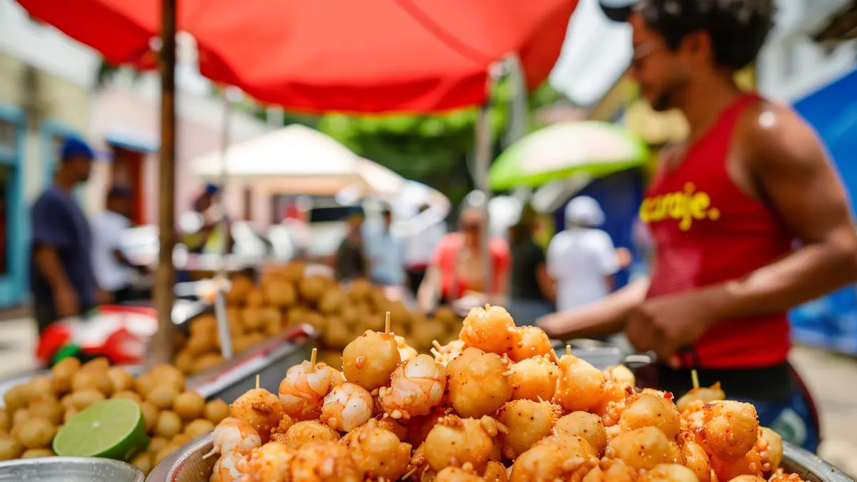 Ilustrasi suasana kuliner kaki lima dengan jajanan yang dijajakan di pinggir jalan. (Freepik)