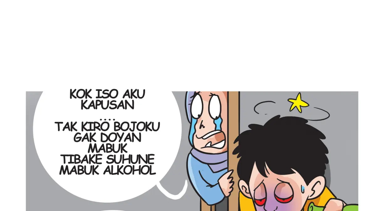 Ilustrasi Kang Dalbo Minum Anggur, Yu Minthul Pilih Kabur. (Afrizal Syaiful M/JPRK)
