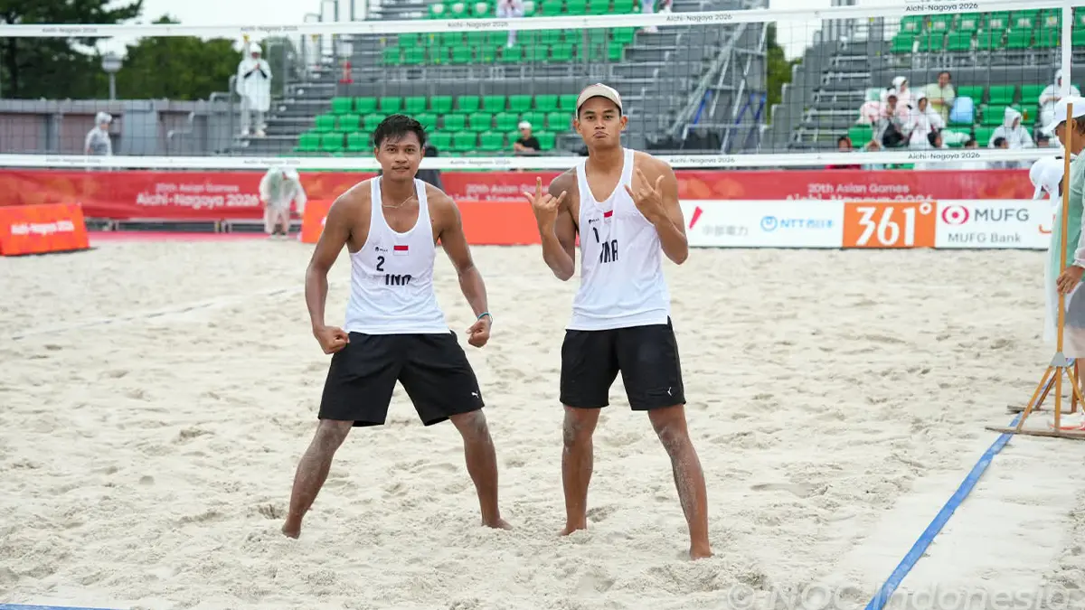 Pasangan voli pantai putra Indonesia. (FOTO: PBVSI)
