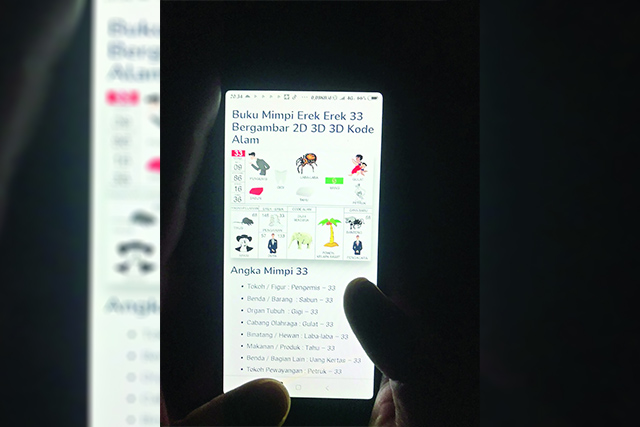 HINDARI: Pejudi togel tidak mau tombok nomor 33 karena takut kere. (Foto: Andhika Attar)