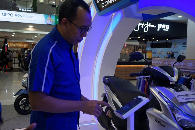 LEBIH UNGGUL: Tampilan Yamaha Free Go 125 Connected yang diproduksi dengan mengutamakan kepraktisan. Diperbarui dengan fitur Y-Connect yang memungkinkan dihubungkan dengan smartphone. (Foto: Habibah A. Muktiara)