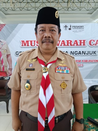 Ketua Kwarcab Gerakan Pramuka Kabupaten Nganjuk Sopingi.