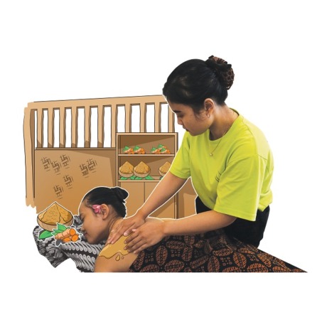 MANFAATKAN BAHAN-BAHAN ALAMI: Karyawati spa memberikan layanan jasa spa tradisional untuk perawatan tubuh dengan menggunakan bahan-bahan alami.(Ilustrasi: Afrizal)