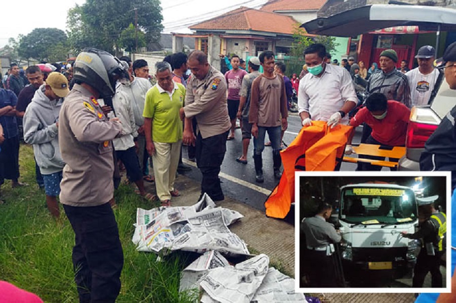 Seorang pengendara tewas setelah ditabrak truk karena sebelum kejadian berusaha mendahuli pikap