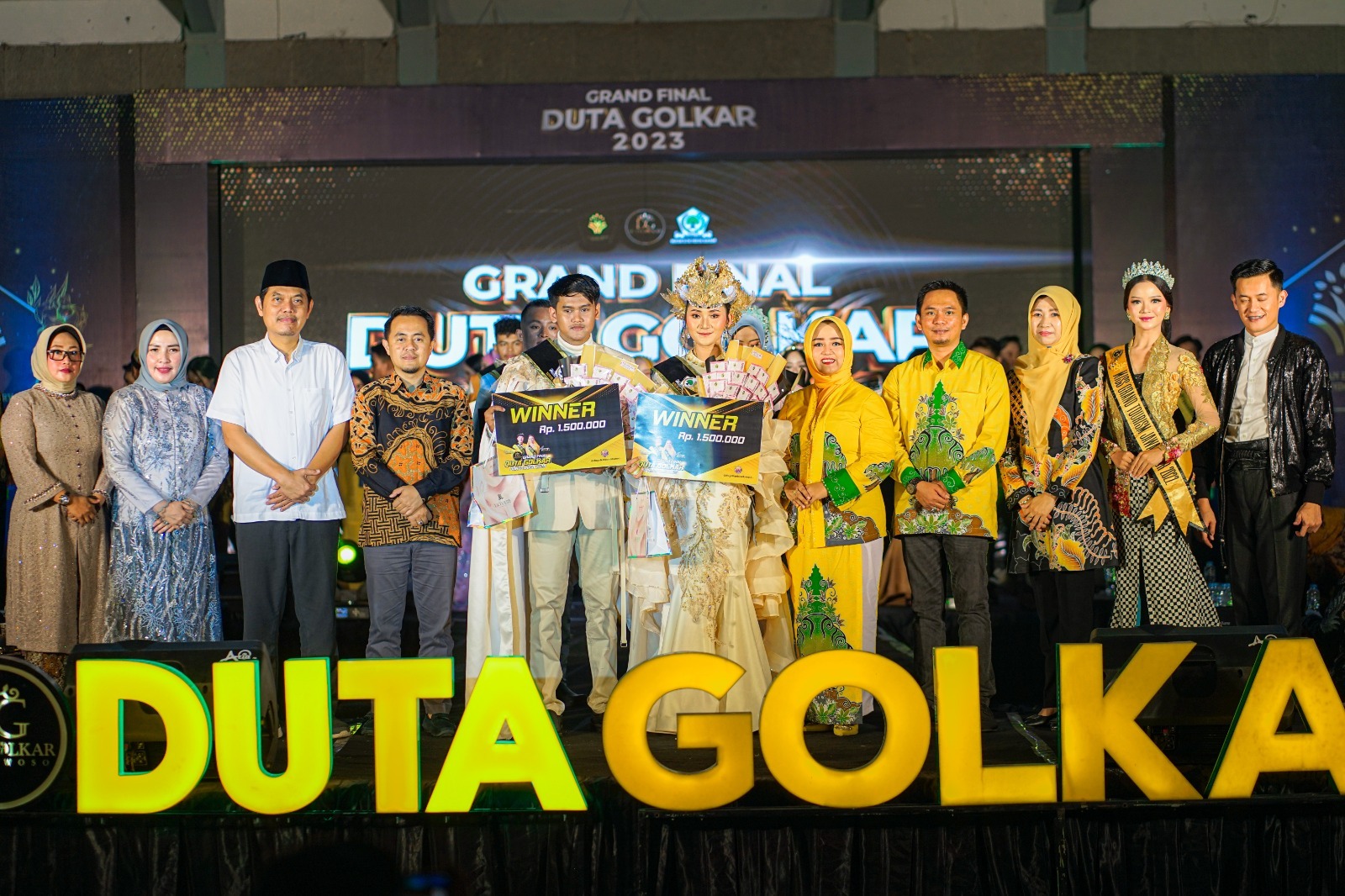 MUDA POTENSIAL: Winner Duta Golkar Bondowoso 2023. Acara grand final ini dipusatkan di GOR Pelita, Bondowoso, Minggu (18/6).