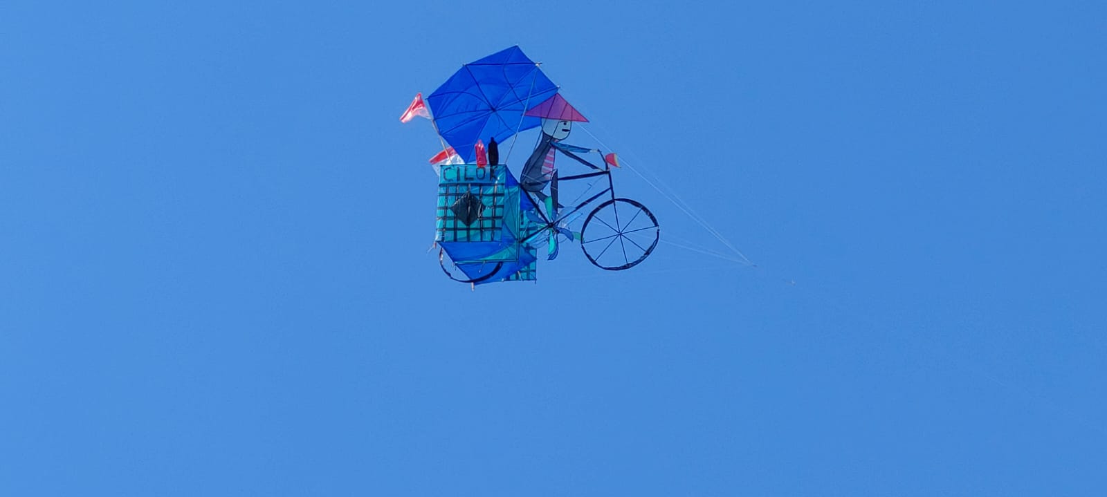 KREATIF: Layangan pedagang Cilok yang menjadi perhatian penonton yang dalam kopi darat yang diadakan pemuda jadugan kreative, Jember. (JUMAI/RADARJEMBER)