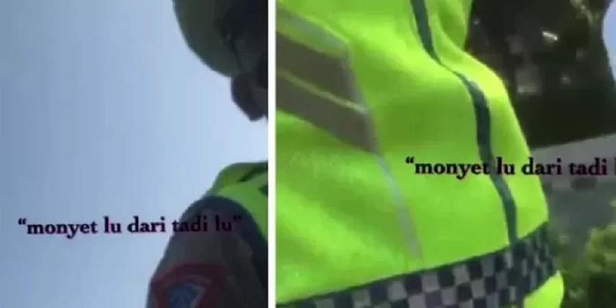 Tangkapan layar video viral oknum polisi maki pengendara motor menggunakan bahasa kasar.