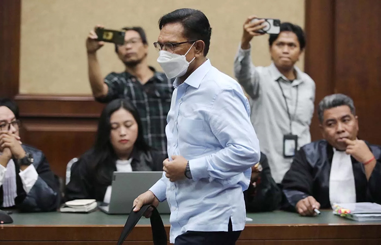 Johnny G Plate, Terdakwa kasus dugaan korupsi penyediaan BTS 4G dan infrastruktur pendukung BAKTI Kominfo menjalani sidang lanjutan di Pengadilan Tipikor, Jakarta.