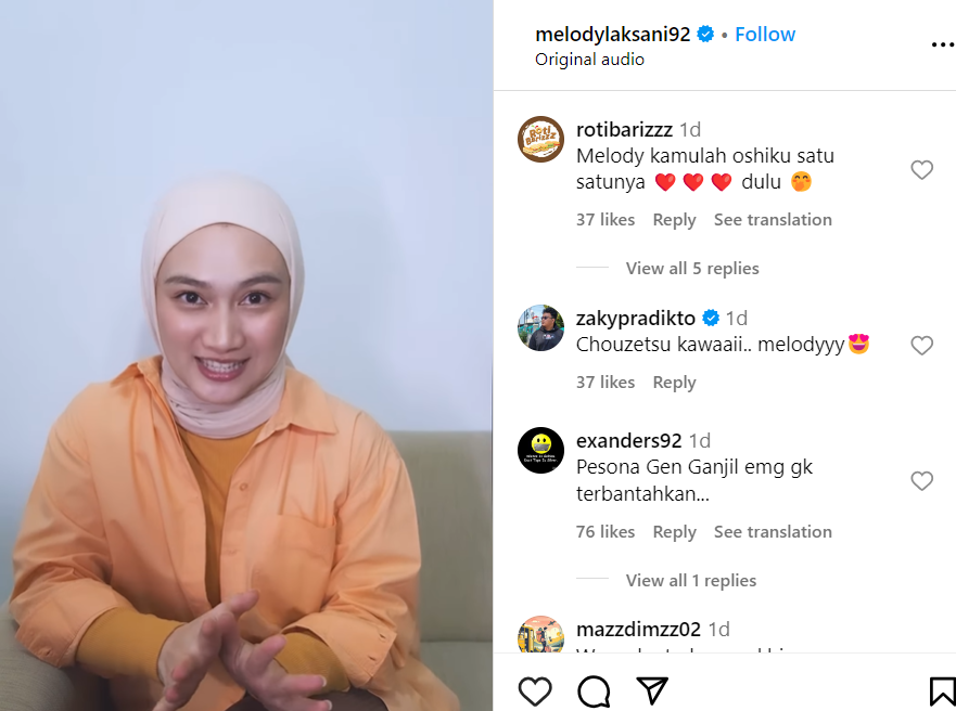 Sumber: instagram.com/melodylaksani92
