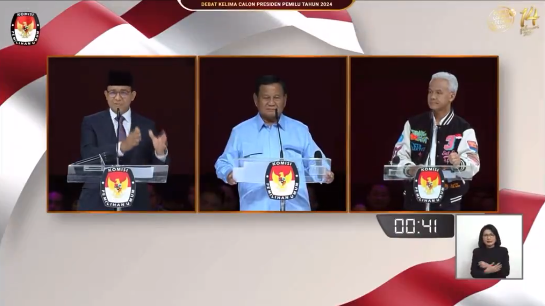 Tangkapan layar debat kelima Pilpres 2024