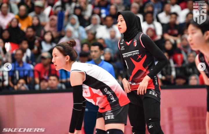 Megawati Hangestri Pertiwi saat bermain di laga All Star. (DOK INSTAGRAM RED SPARKS)