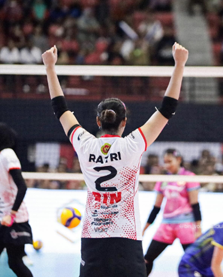 BANYAK EVALUASI: Ratri, salah satu pemain andalan di Jakarta BIN usai menang atas Livin Mandiri di Proliga 2024. (DOK INSTAGRAM JAKARTA BIN)