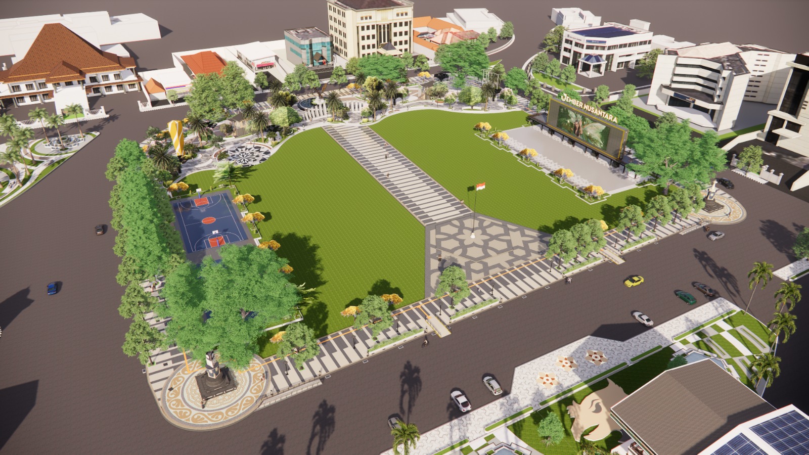 RENCANA: Maket Alun-alun Jember yang bakal di renovasi tahun ini. (DPRKPCK JEMBER)