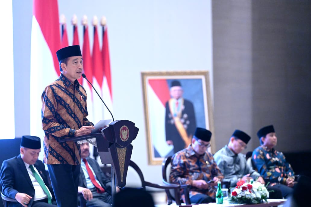 OPTIMALKAN ZAKAT : Presiden RI Joko Widodo saat membuka Rapat Koordinasi Nasional Baznas se Indonesia di Istana Negara, Ibu Kota Nusantara, di Kalimantan Timur.
