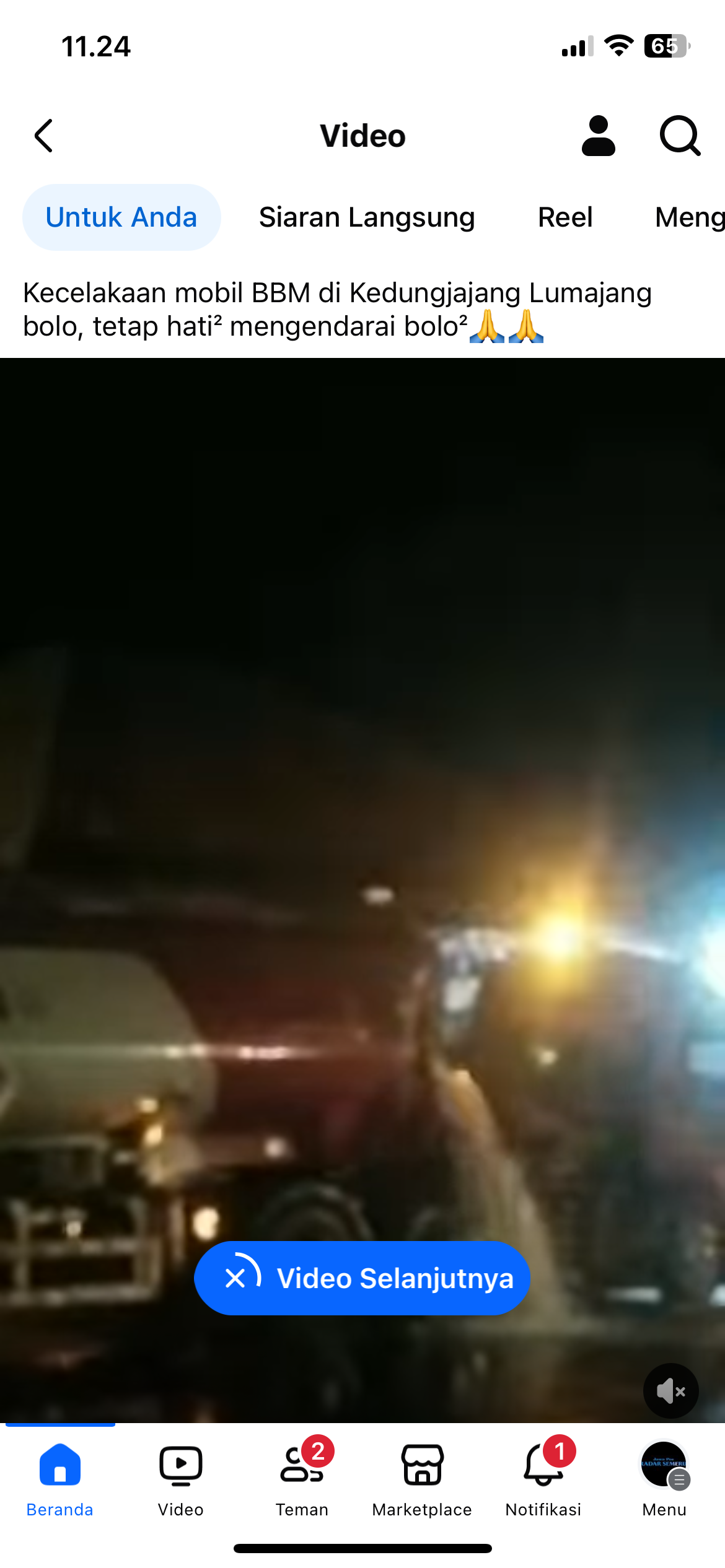 Hasil tangkap layar terjadinya kebocoran tangki pertamina di Lumajang.