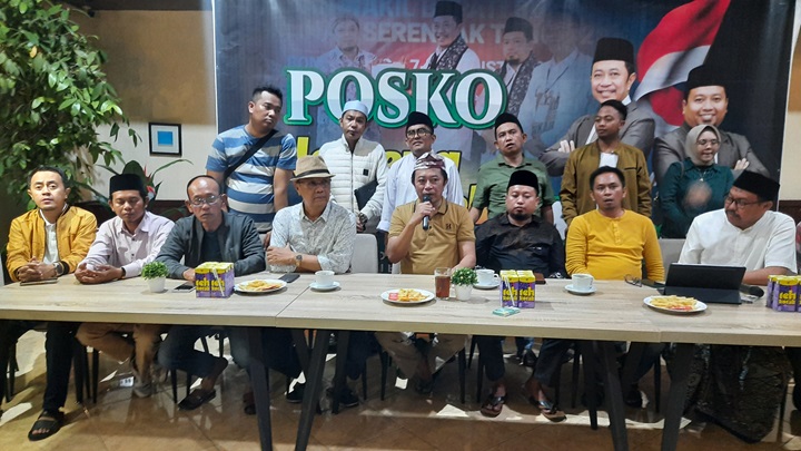 GELAR RILIS: Tim pemenangan paslon Rahmad menggelar rilis terbuka kepada awak media, kemarin.